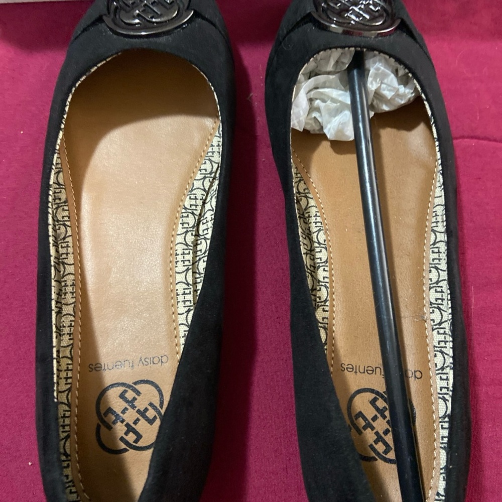 Daisy Fuentes Black Loafers with Embellished Detail